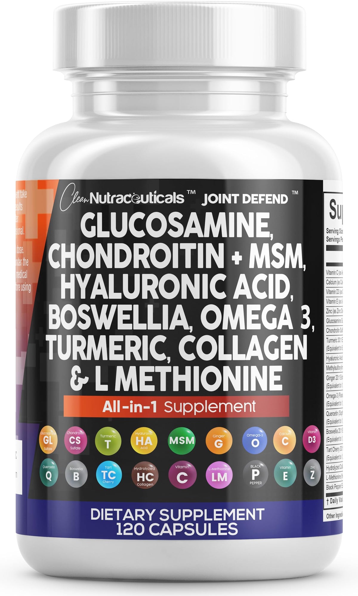 Clean Nutraceuticals complément articulaire 1500mg glucosamine 1200mg chondroïtine avant