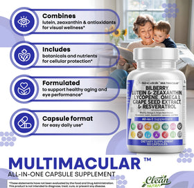 Clean Nutraceuticals Compléments Alimentaires Œil avec ingrédients clés