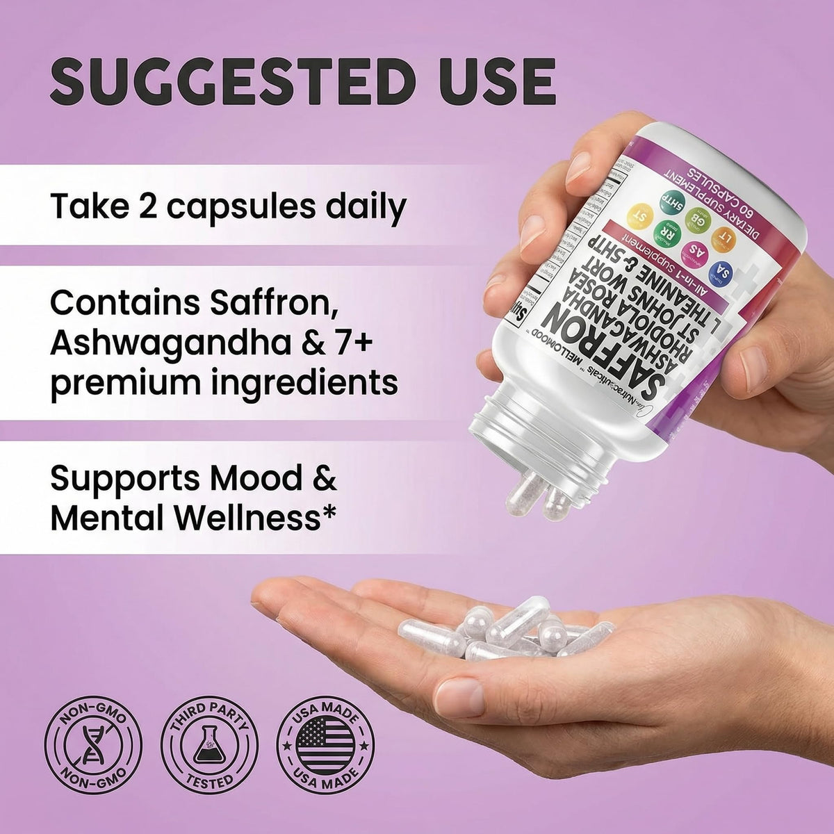Clean Nutraceuticals Compléments Alimentaires Safran 100mg et Ashwagandha 200mg, composition des ingrédients