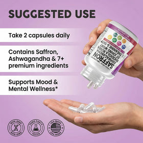 Clean Nutraceuticals Compléments Alimentaires Safran 100mg et Ashwagandha 200mg, composition des ingrédients