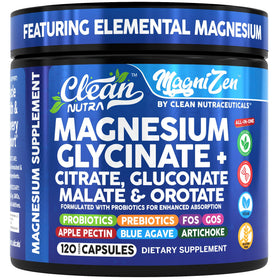 Clean Nutraceuticals Complex de Magnésium Glycinate 120 capsules végétales, vue de face