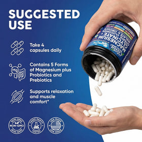 Clean Nutraceuticals Complex de Magnésium Glycinate, vue de profil du flacon