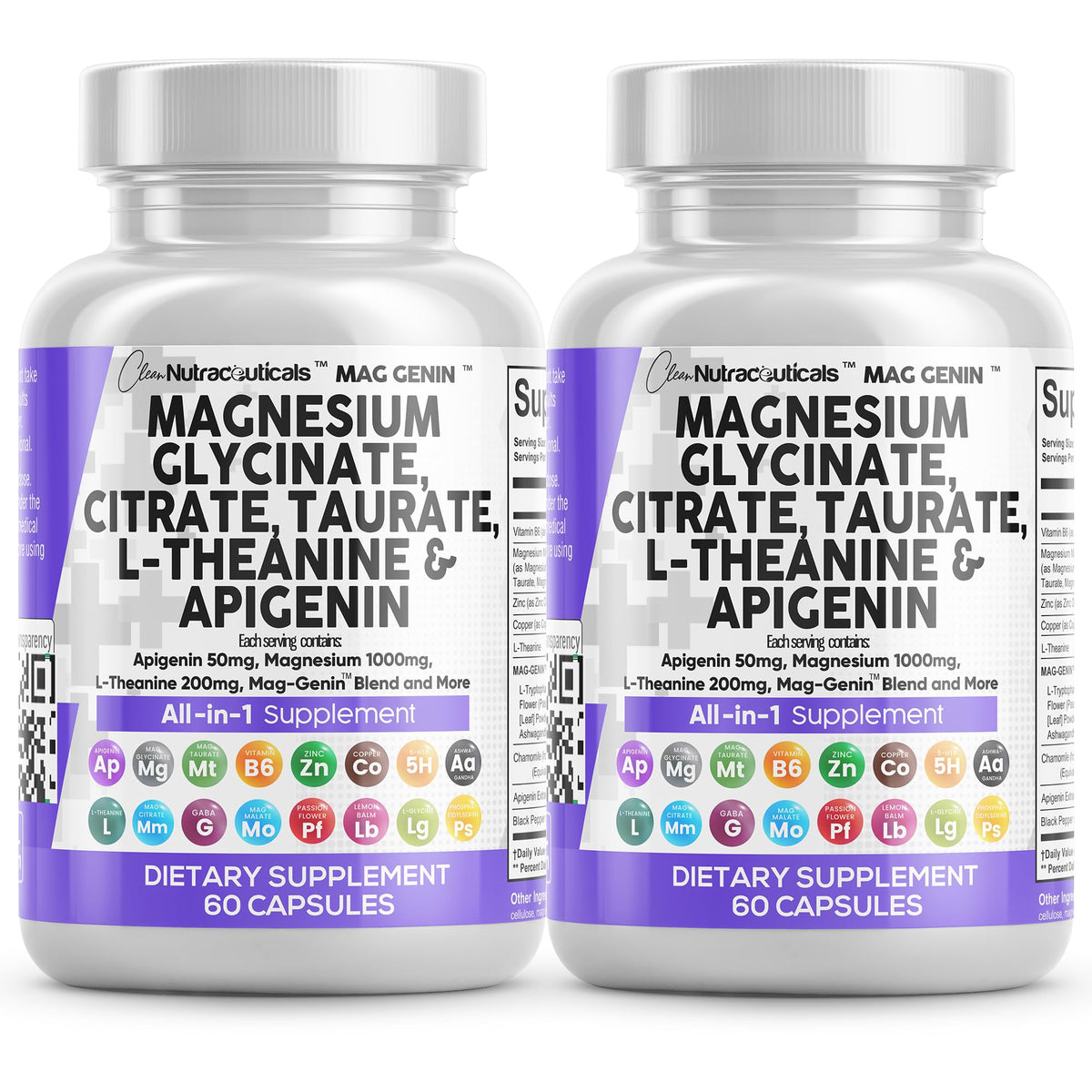 Clean Nutraceuticals Complexe Magnésium Glycinate 1000mg avant-plan