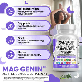 Clean Nutraceuticals Complexe Magnésium Glycinate 1000mg côté