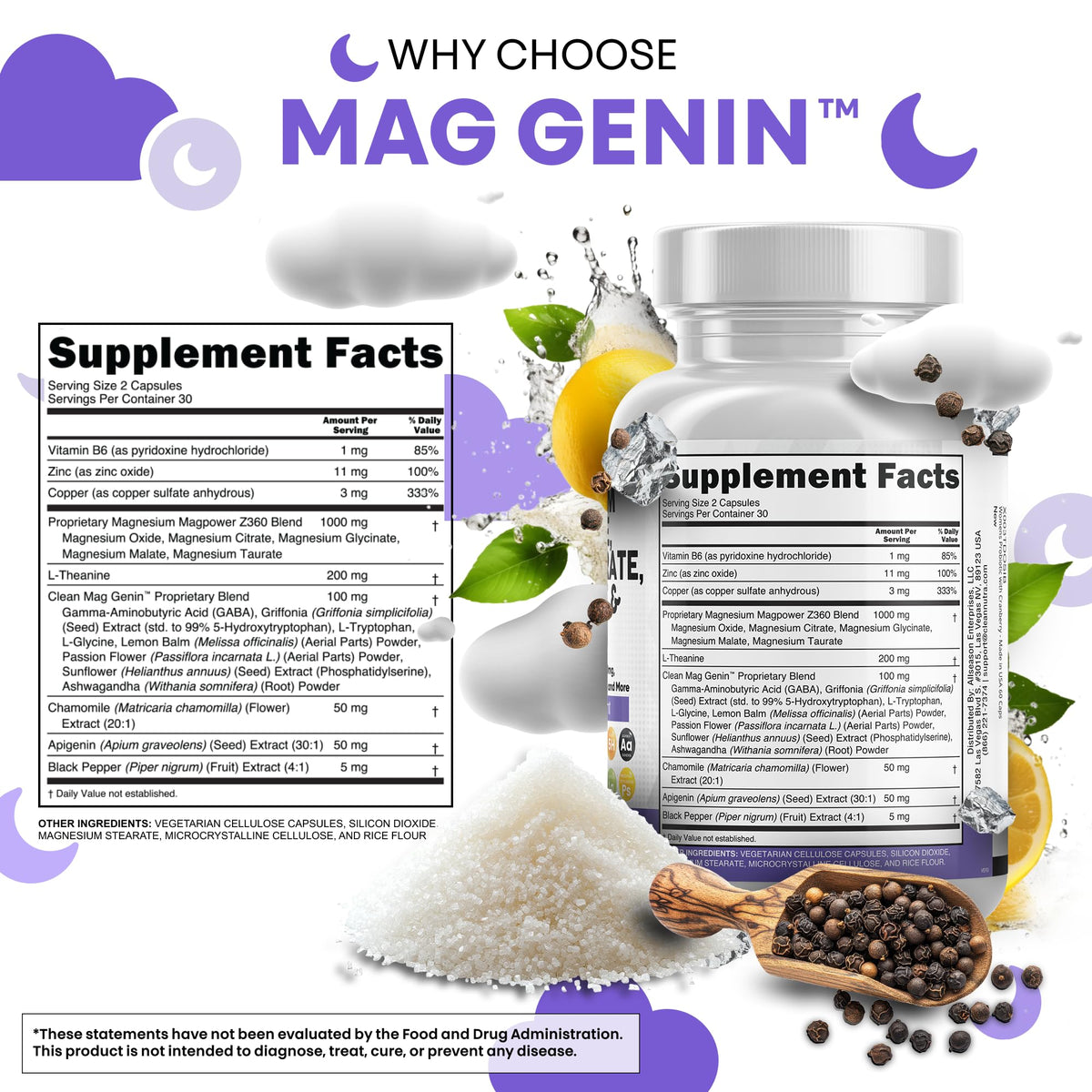 Clean Nutraceuticals Complexe Magnésium Glycinate 1000mg emballage