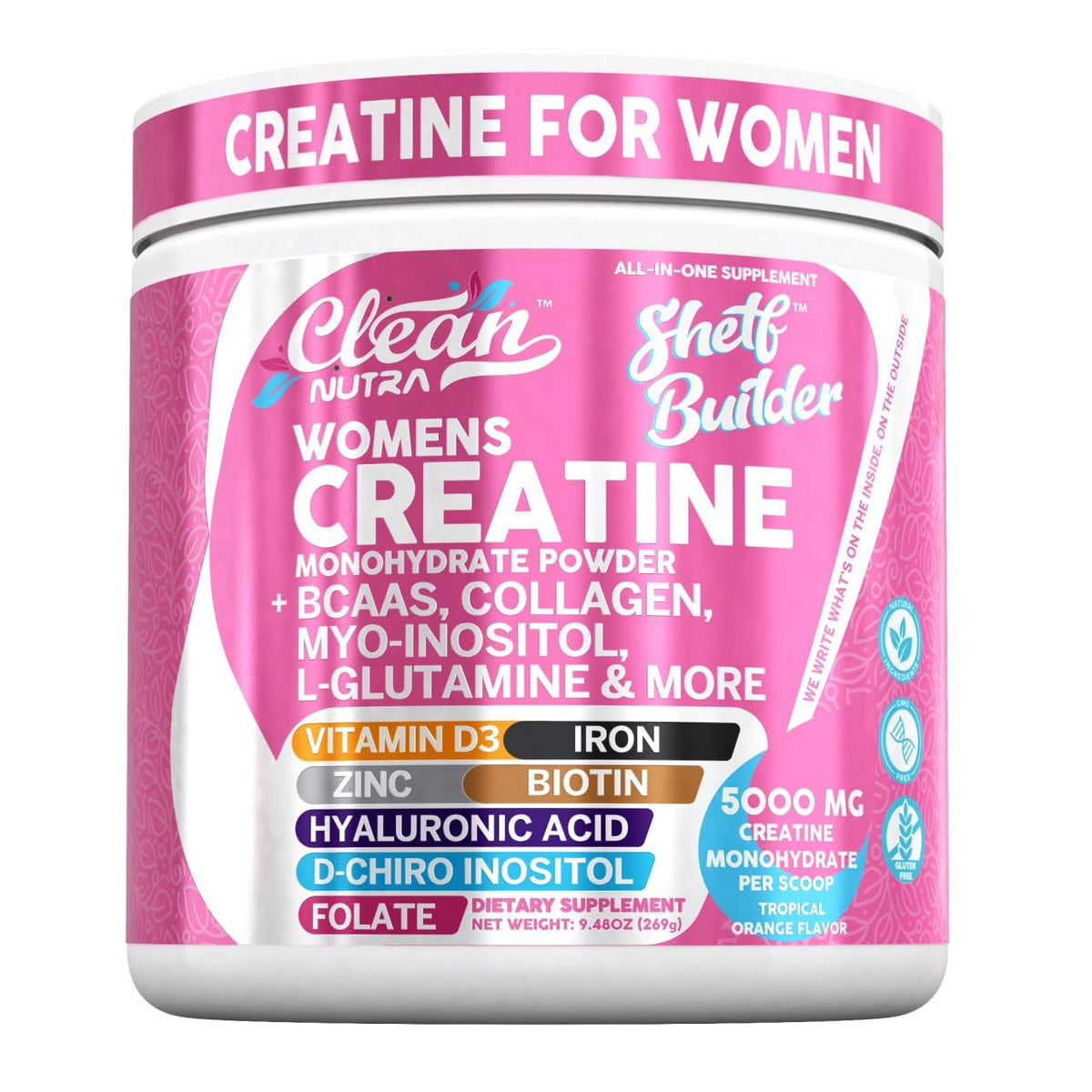 Clean Nutraceuticals Créatine pour Femmes 340g emballage avant