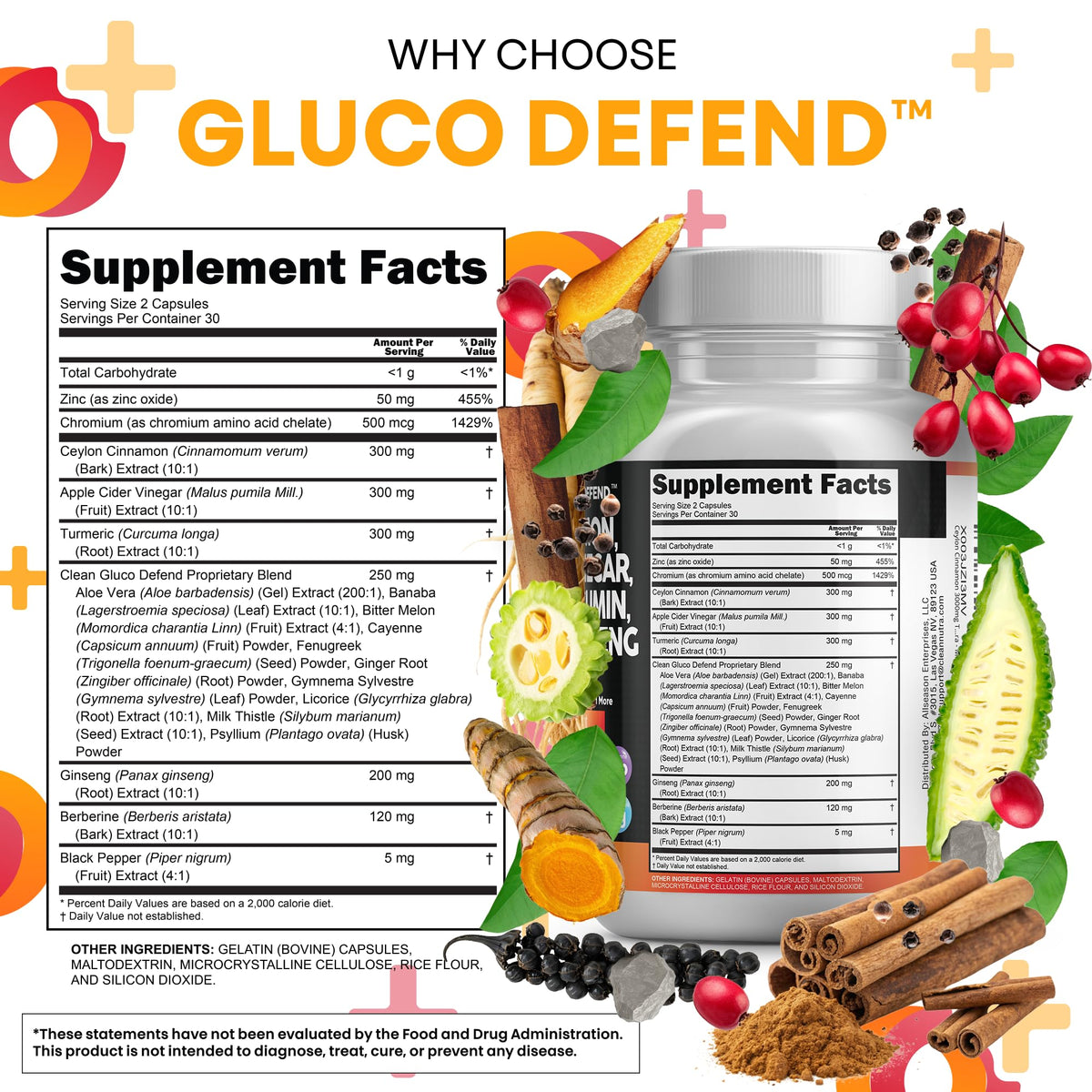 Clean Nutraceuticals gélules de cannelle avec autres ingrédients