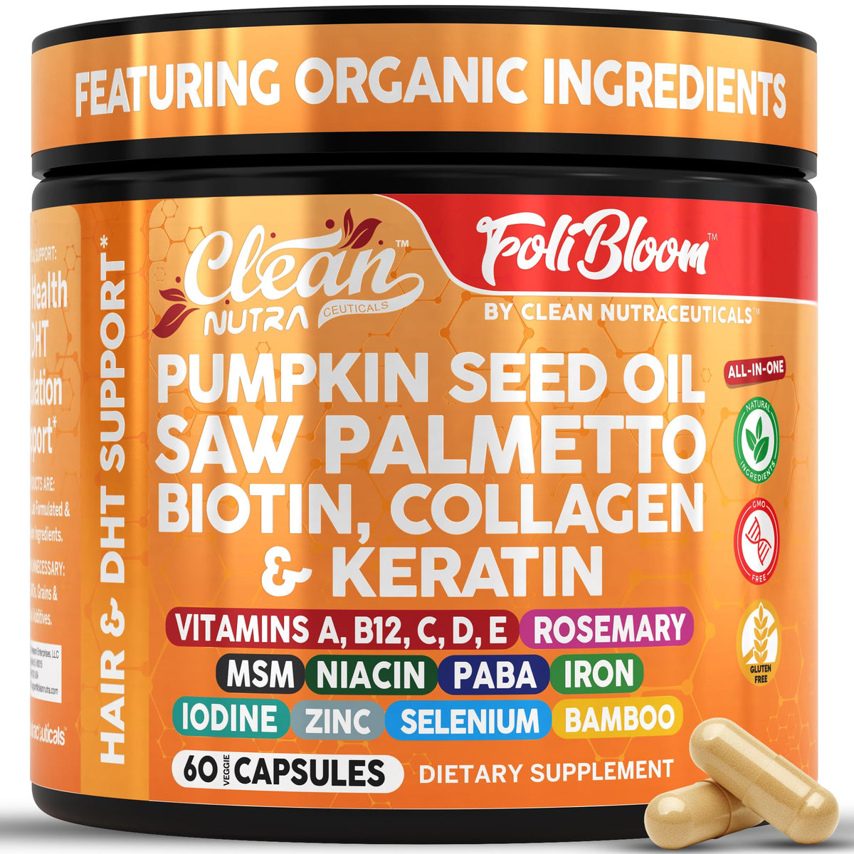 Clean Nutraceuticals Gélules Huile de Graines de Citrouille 60 capsules vue de face