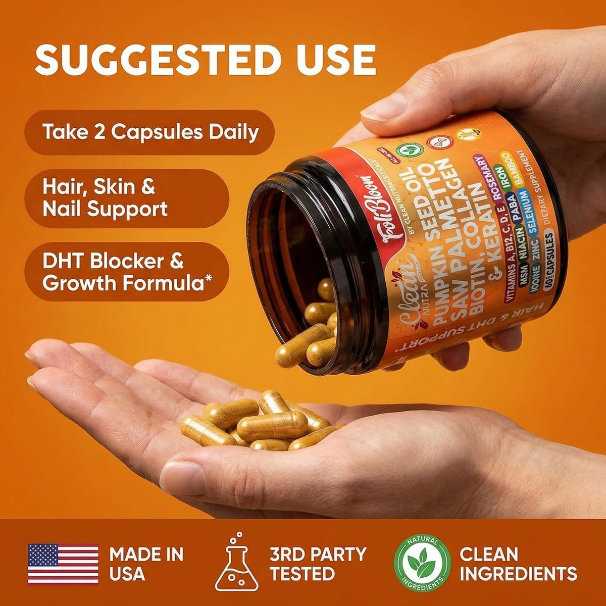 Clean Nutraceuticals Gélules Huile de Graines de Citrouille sur une table en bois
