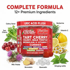 Clean Nutraceuticals Gummies Cerise Acide Urique 60 Gummies avec des ingrédients