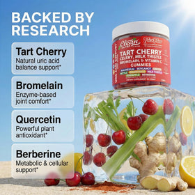 Clean Nutraceuticals Gummies Cerise Acide Urique 60 Gummies sur une table