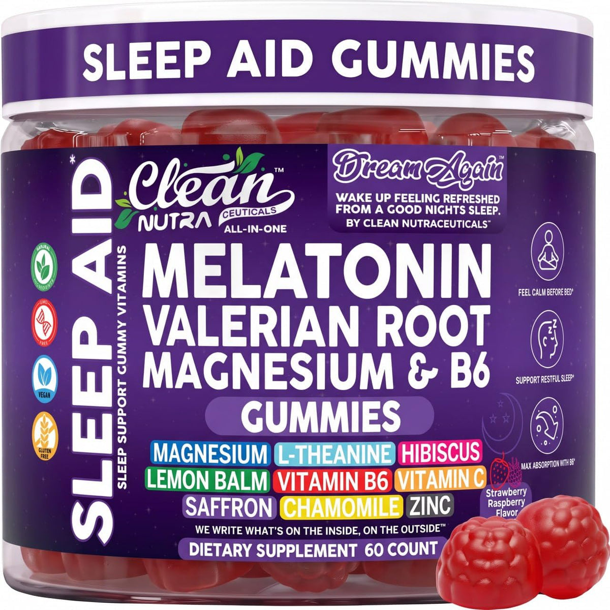 Clean Nutraceuticals Gummies de Mélatonine 10mg boîte vue de face