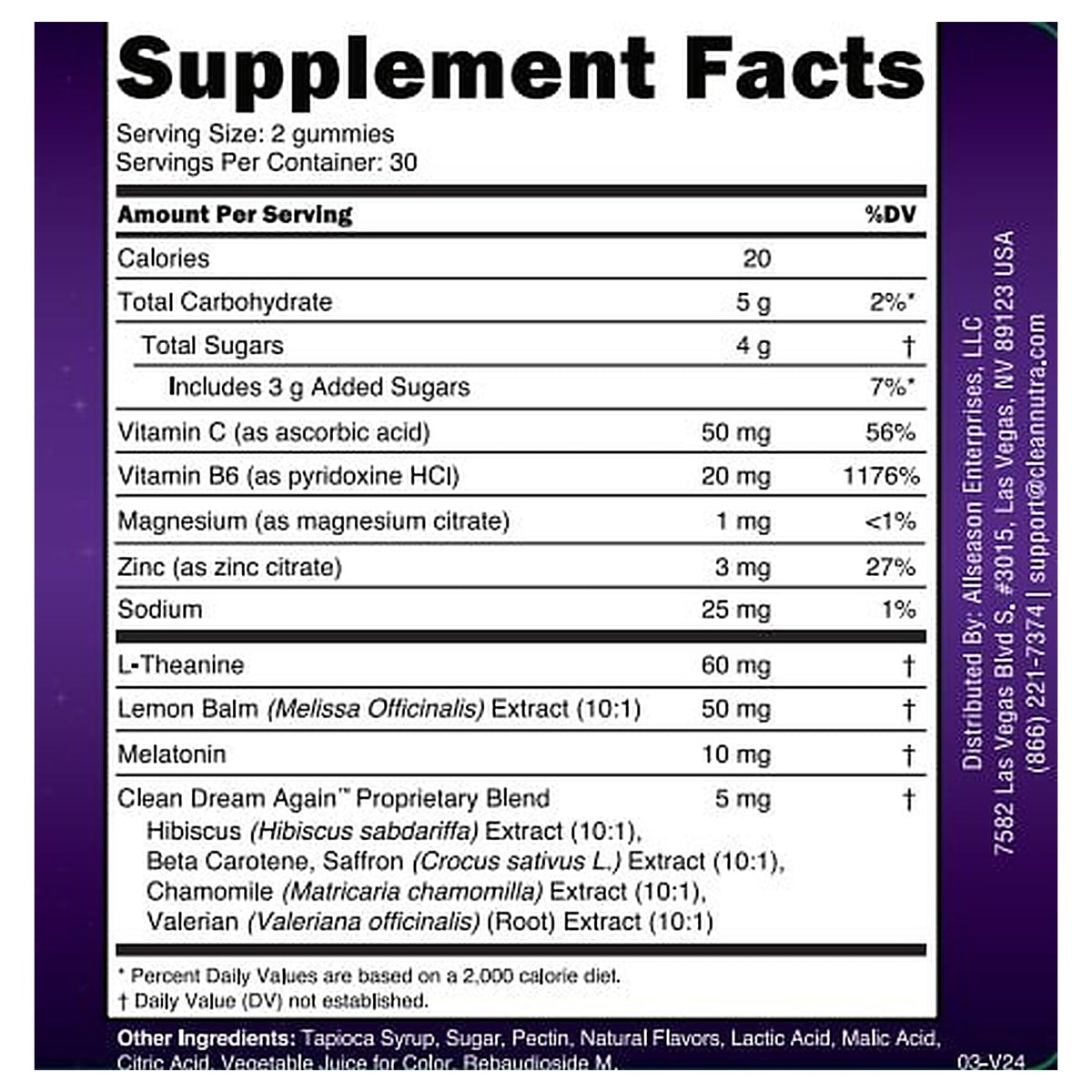 Clean Nutraceuticals Gummies de Mélatonine 10mg goût framboise