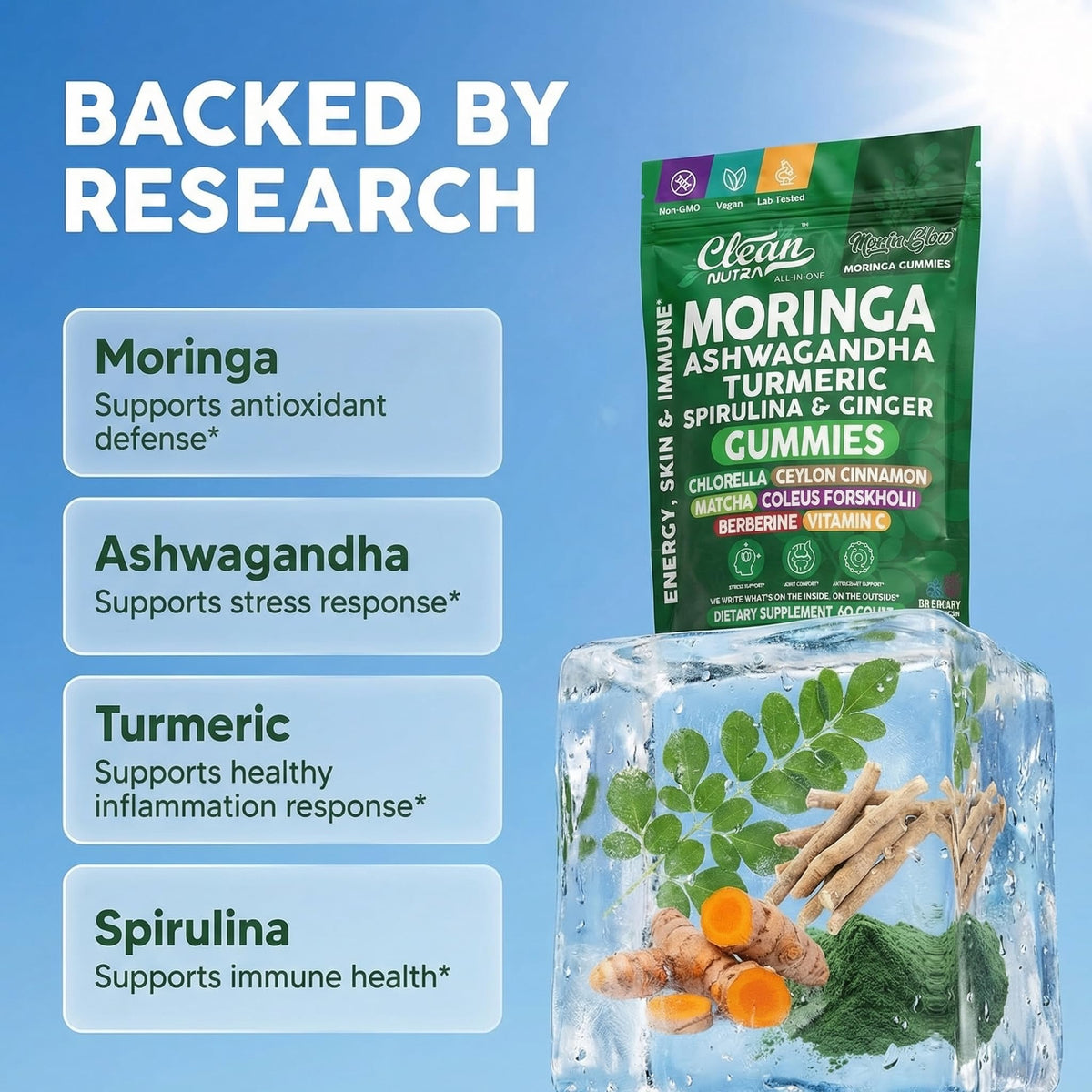 Clean Nutraceuticals Gummies Moringa 222g - emballage