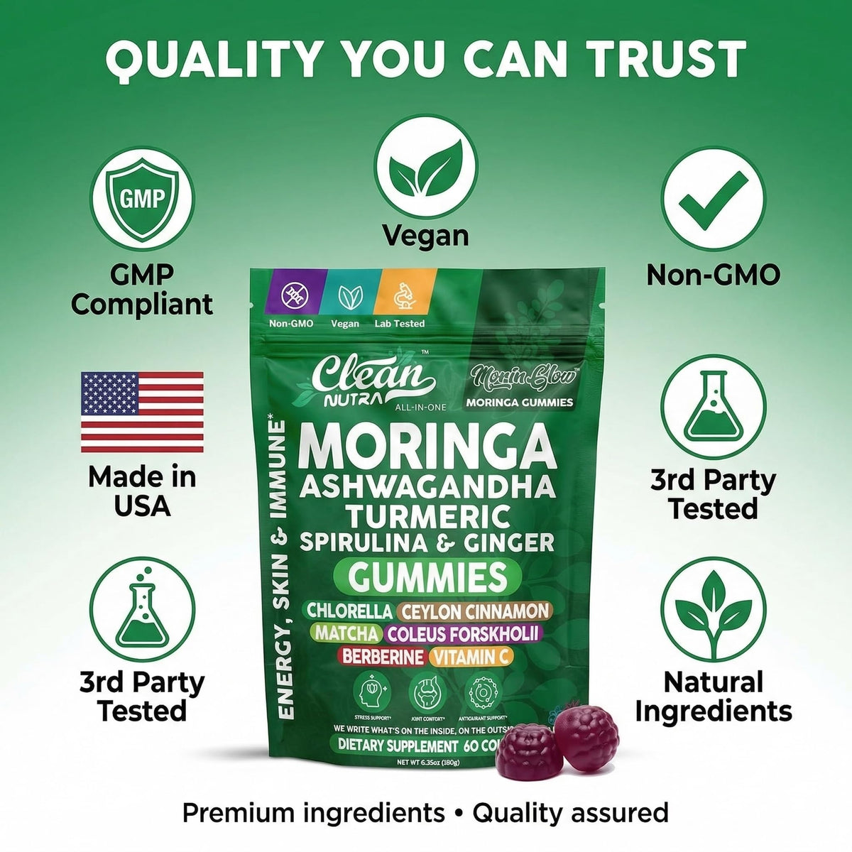 Clean Nutraceuticals Gummies Moringa 222g - photo d'ambiance