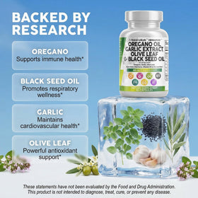 Clean Nutraceuticals Huile d'Origan et Extrait de Feuille d'Olivier, vue de côté