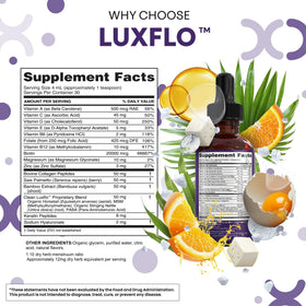 Clean Nutraceuticals LuxFlo complément alimentaire liquide sur fond blanc