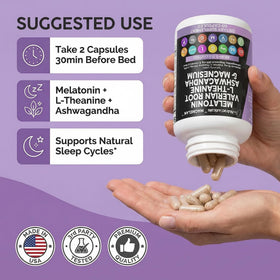 Clean Nutraceuticals MagMelan 10mg Mélatonine 200mg L-Théanine capsules ouvertes