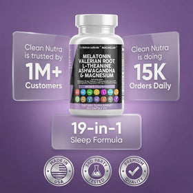 Clean Nutraceuticals MagMelan 10mg Mélatonine 200mg L-Théanine capsules avec d'autres compléments