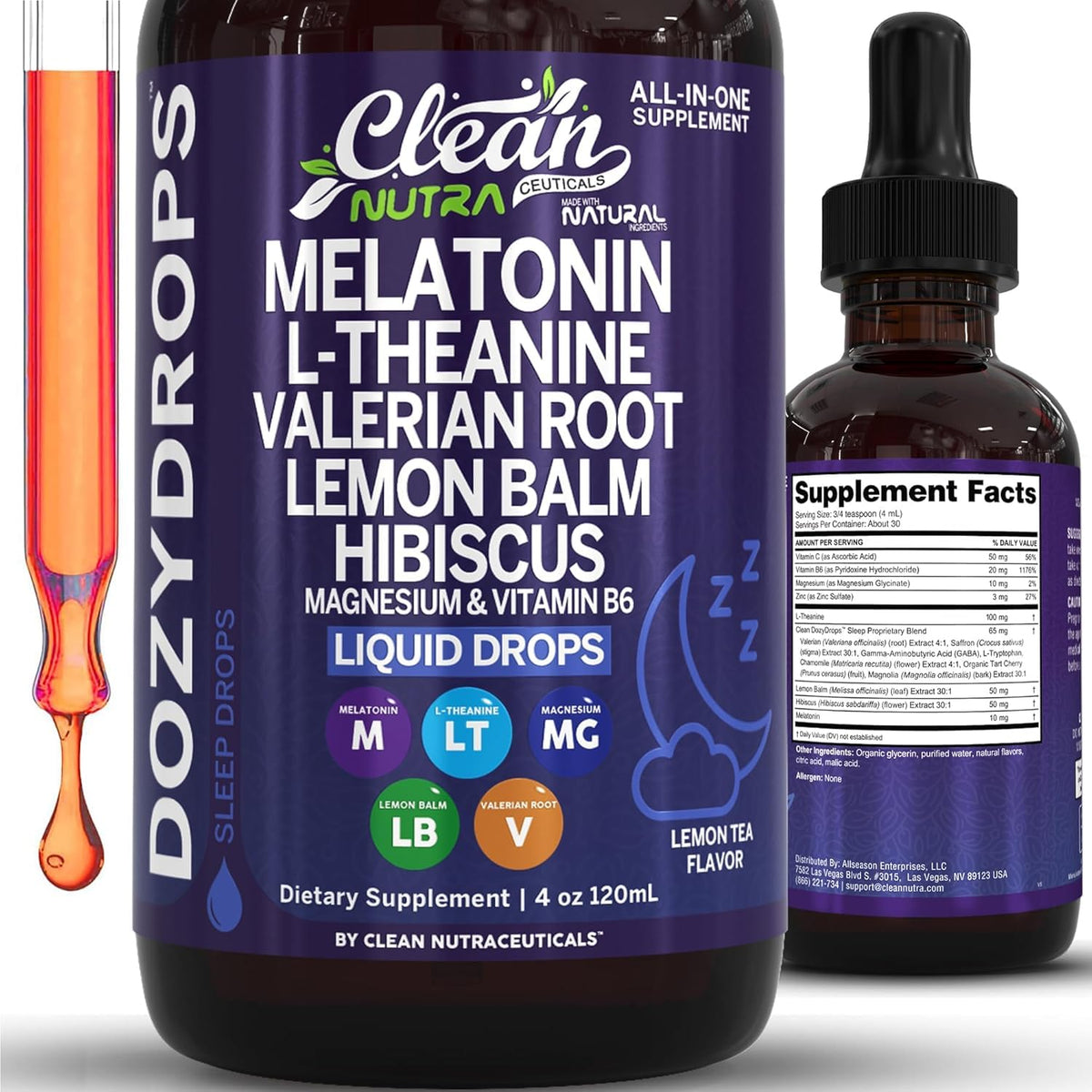 Clean Nutraceuticals Mélatonine 10mg 120mL vue avant
