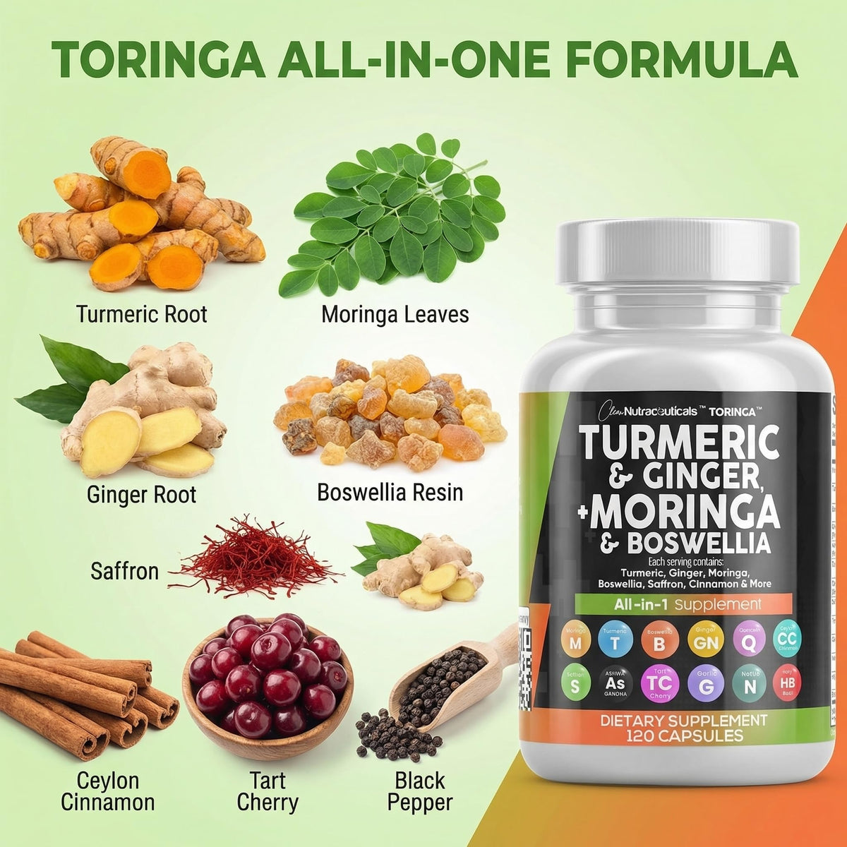 Clean Nutraceuticals Moringa Curcuma dosage recommandé sur l'étiquette