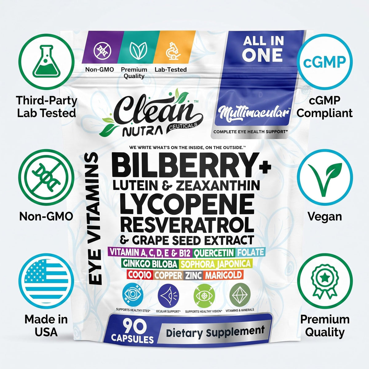 Clean Nutraceuticals Multimacular capsules en vue rapprochée