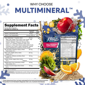 Clean Nutraceuticals MultiMinéraux, vue arrière de l'emballage