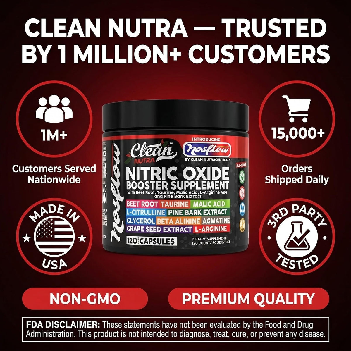 Clean Nutraceuticals NosFlow 150g avec informations nutritionnelles