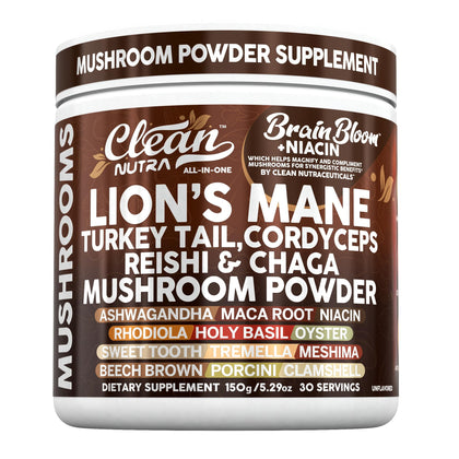 Clean Nutraceuticals Poudre de Champignons Adaptogènes 222g vue avant