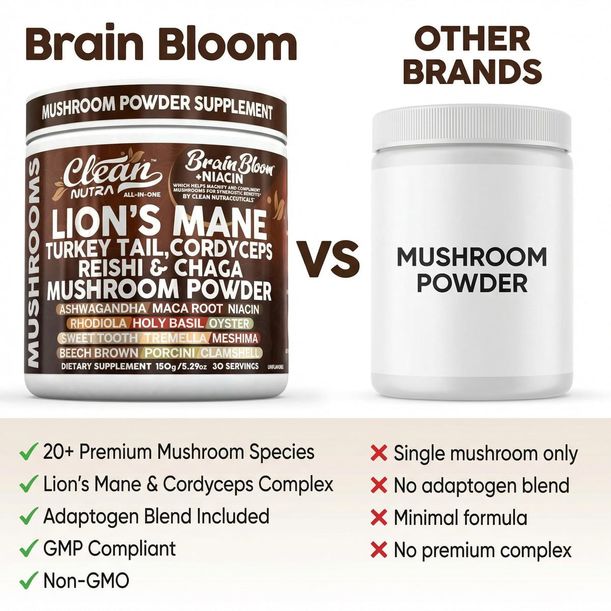 Clean Nutraceuticals Poudre de Champignons sur une cuillère