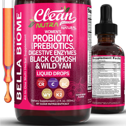 Clean Nutraceuticals Probiotiques pour femmes gouttes, vue de face
