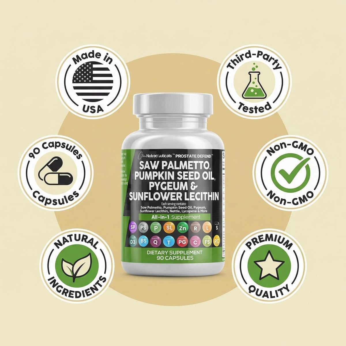 Clean Nutraceuticals Prostate Defend 90 capsules avec ingrédients