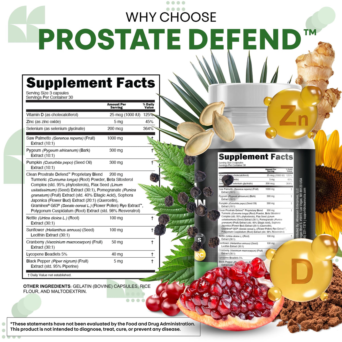 Clean Nutraceuticals Prostate Defend capsules sur table