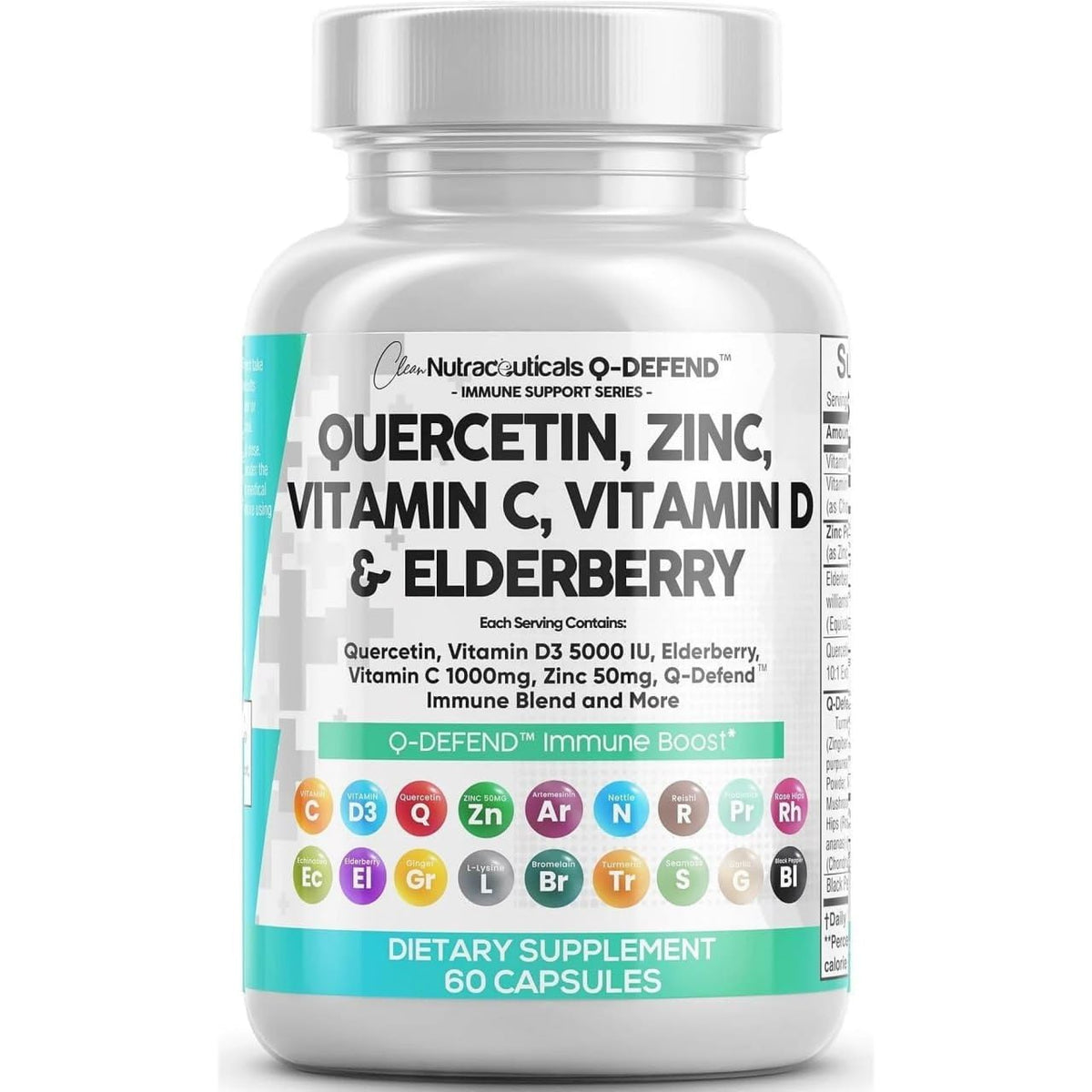 Clean Nutraceuticals Q Defend 60 capsules, vue de face