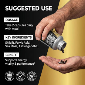 Clean Nutraceuticals Shilajit complément alimentaire capsules sur une table