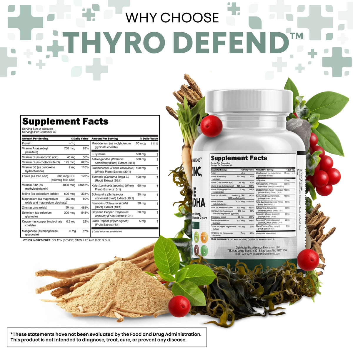 Clean Nutraceuticals ThyroDefend capsules sur une table