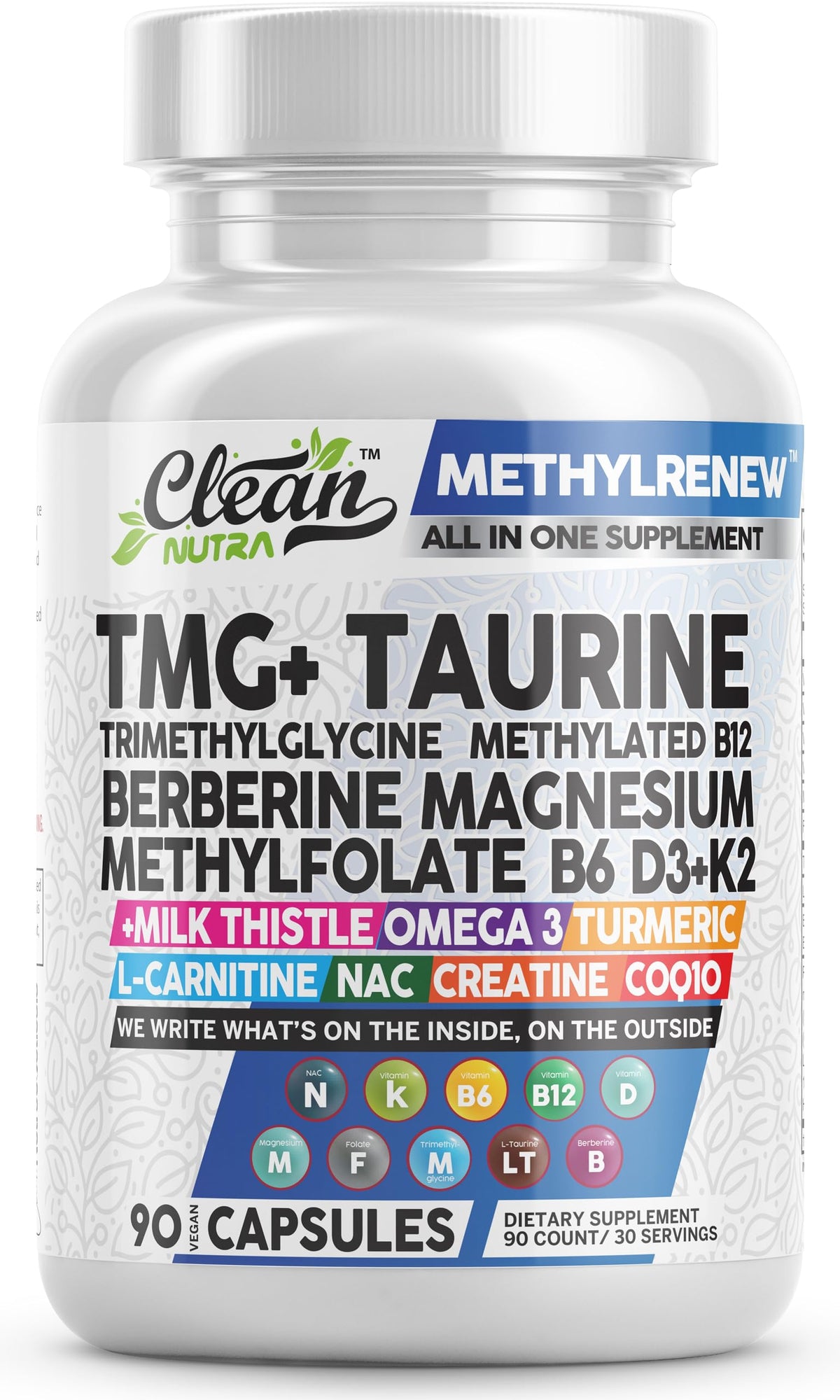 Clean Nutraceuticals TMG 1000mg complément alimentaire en capsules