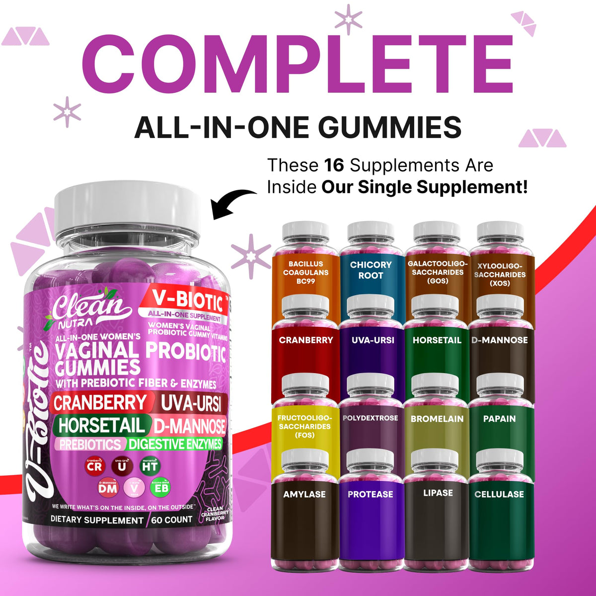 Clean Nutraceuticals Vbiotic Gummies Cranberry packaging