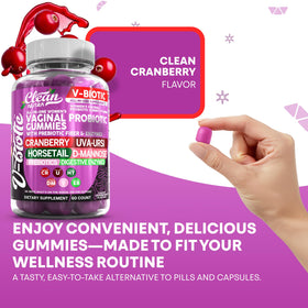 Clean Nutraceuticals Vbiotic Gummies Cranberry with fresh cranberries