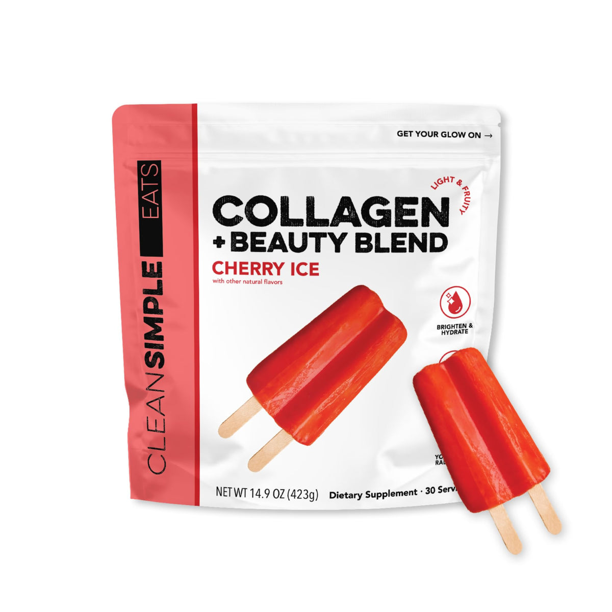 Clean Simple Eats Collagen + Beauty Blend Cerise Glacée sachet avant