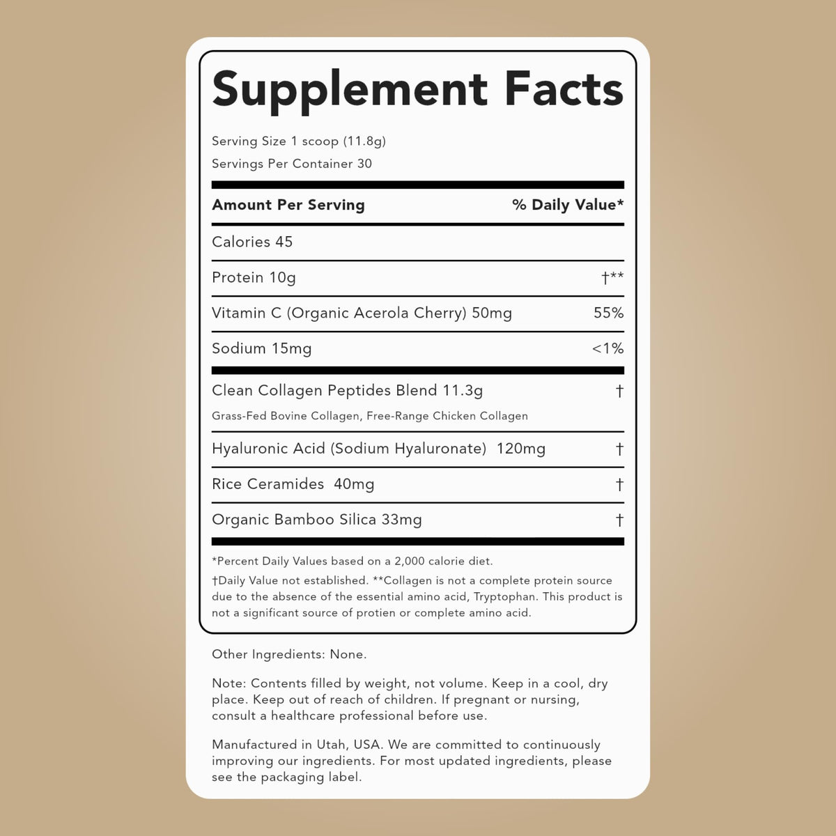 Clean Simple Eats Collagen + Beauty Blend packaging details