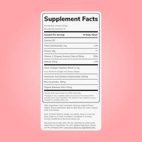 Clean Simple Eats Collagen + Beauty Blend Strawberry Colada 408g dos de l'emballage