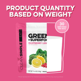 Clean Simple Eats Super Greens Poudre Framboise Citronnade 390g emballage