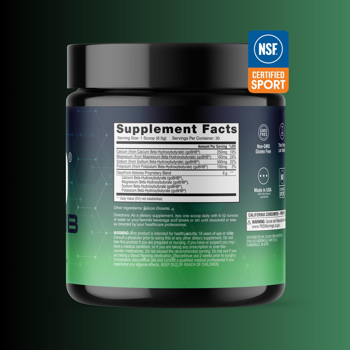 CleanForm Nutrition goBHB® Poudre d'Énergie Propre 259g en utilisation