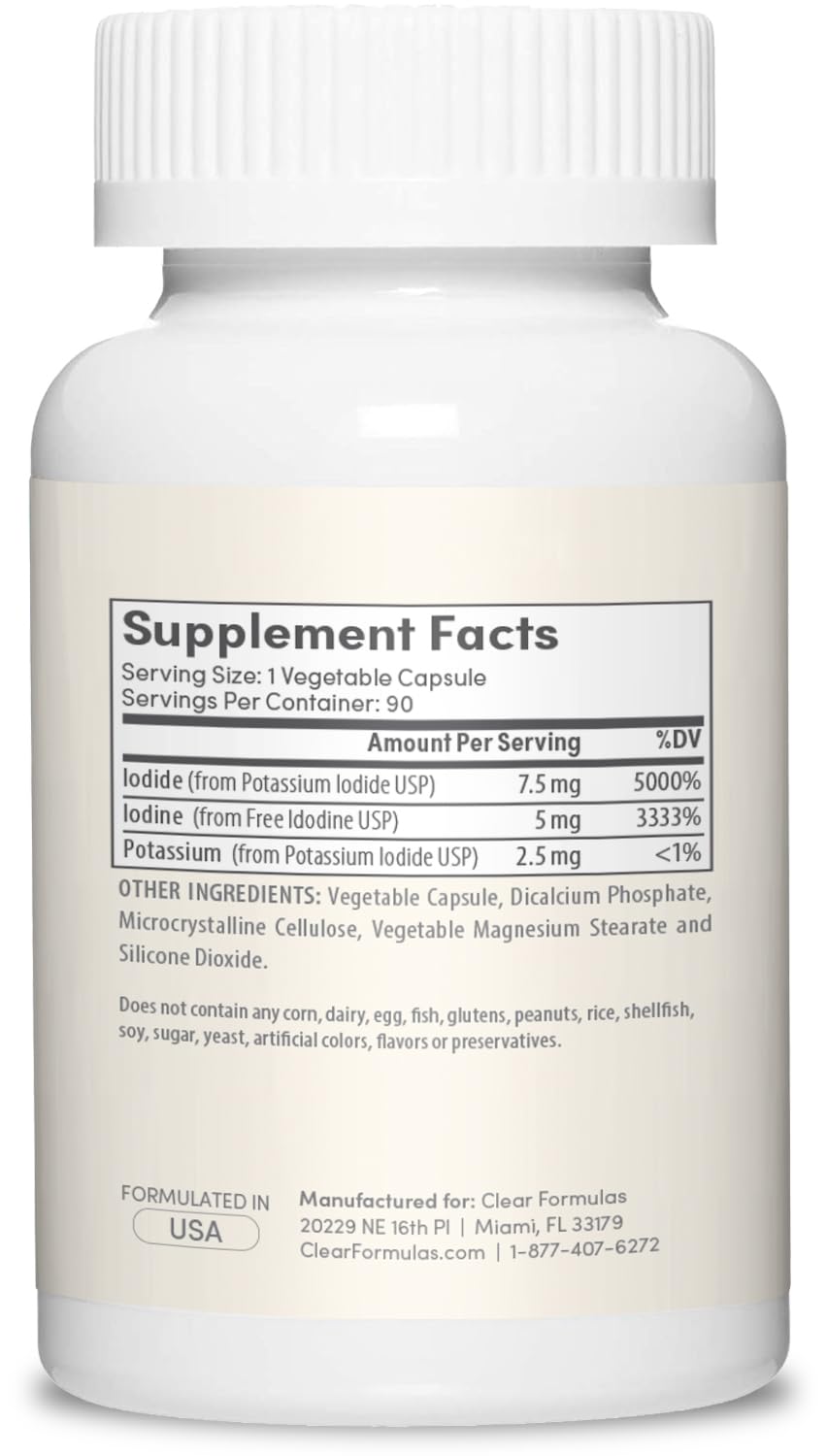 Clear Formulas Complément Alimentaire Iode 12,5 mg - capsules dans un flacon