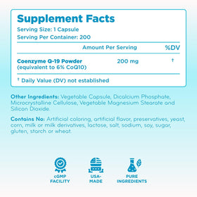 Clear Formulas CoQ10 200mg capsules in hand