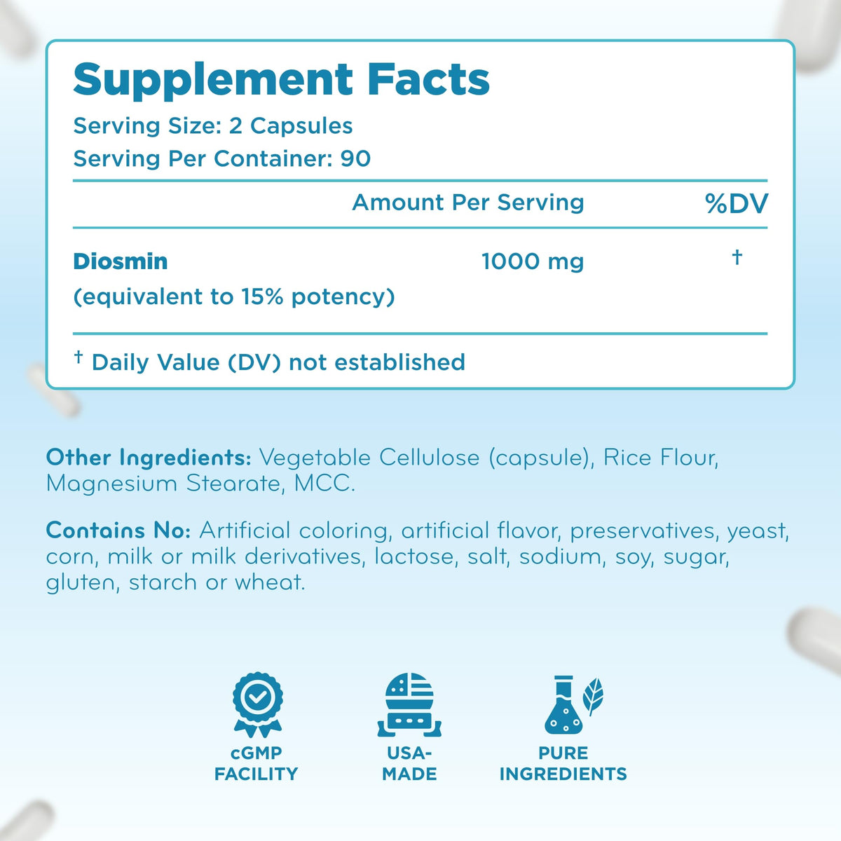 Clear Formulas Diosmin 1000mg complément circulation ingrédients