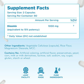Clear Formulas Diosmin 1000mg complément circulation ingrédients