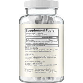 Clear Formulas Nattokinase 4000 FU, vue de côté avec dosage