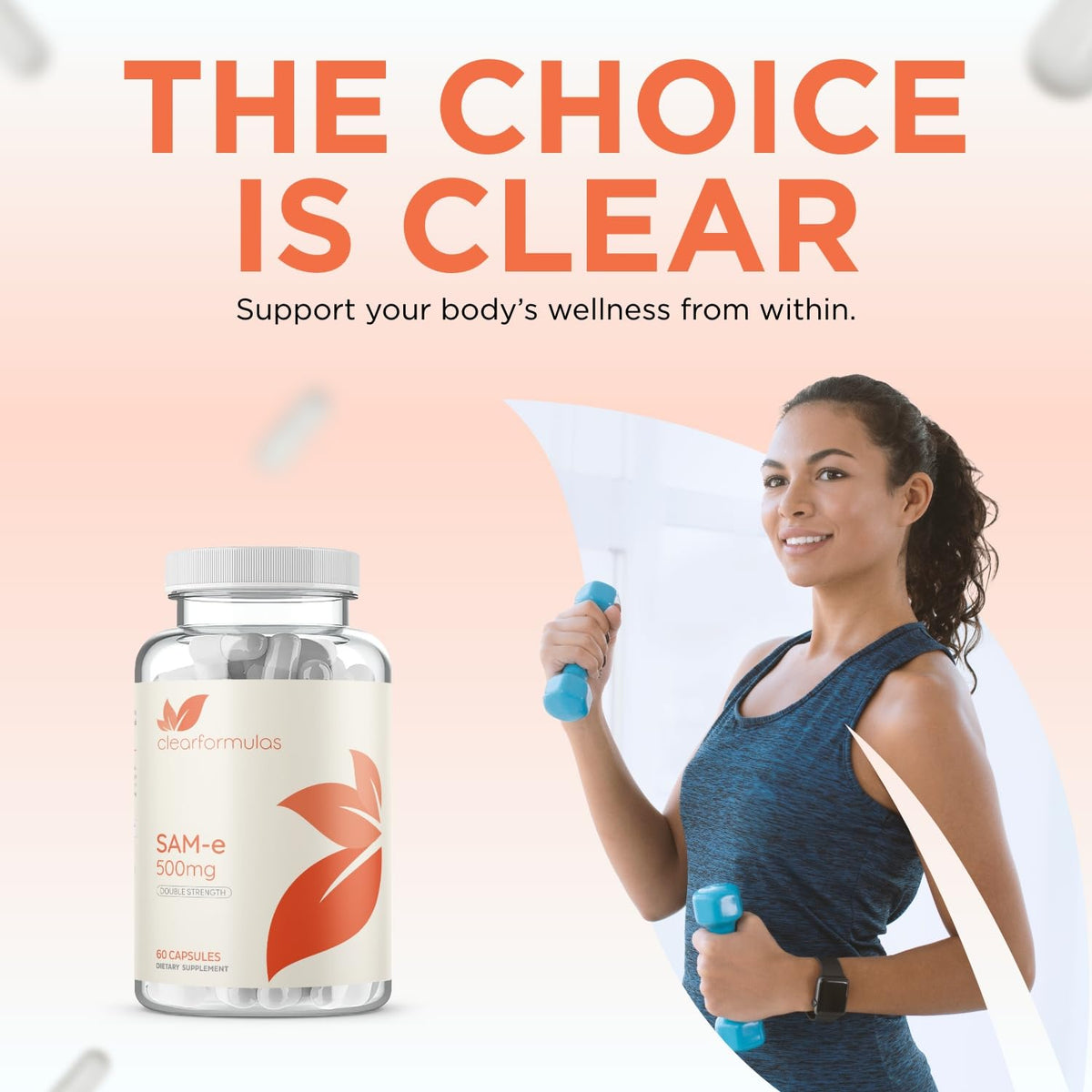 Clear Formulas SAM-e 500mg affichage des capsules